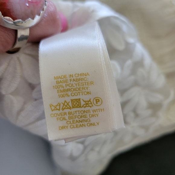 Kate Spade Women's 10 White Short Sleeve Blouse Embroidered Floral Top Sheer - Picture 3 of 9